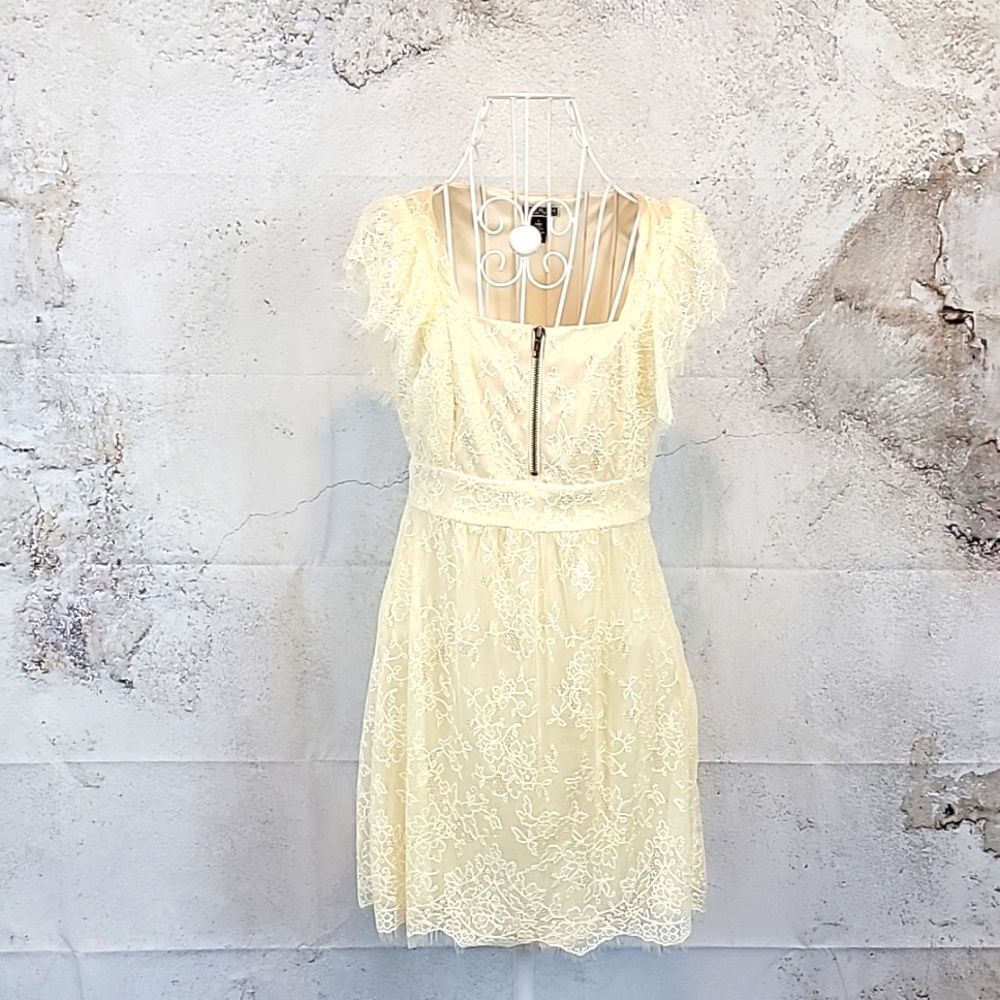 Akualani summer white lace knee length midi dress Women's Size S